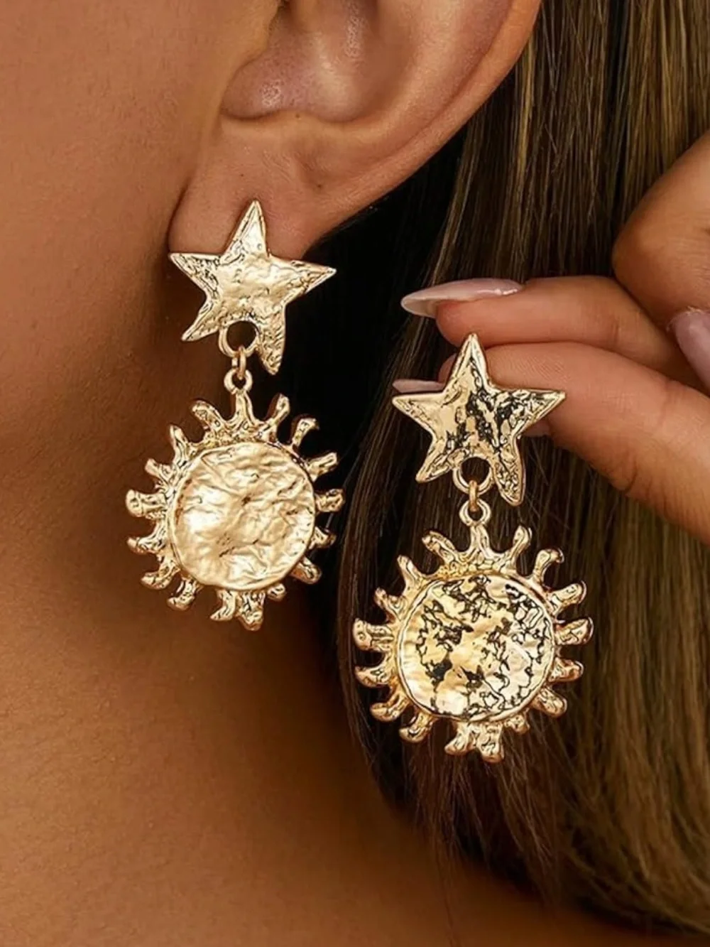 Zara Gold Star and Sun Drop Earrings